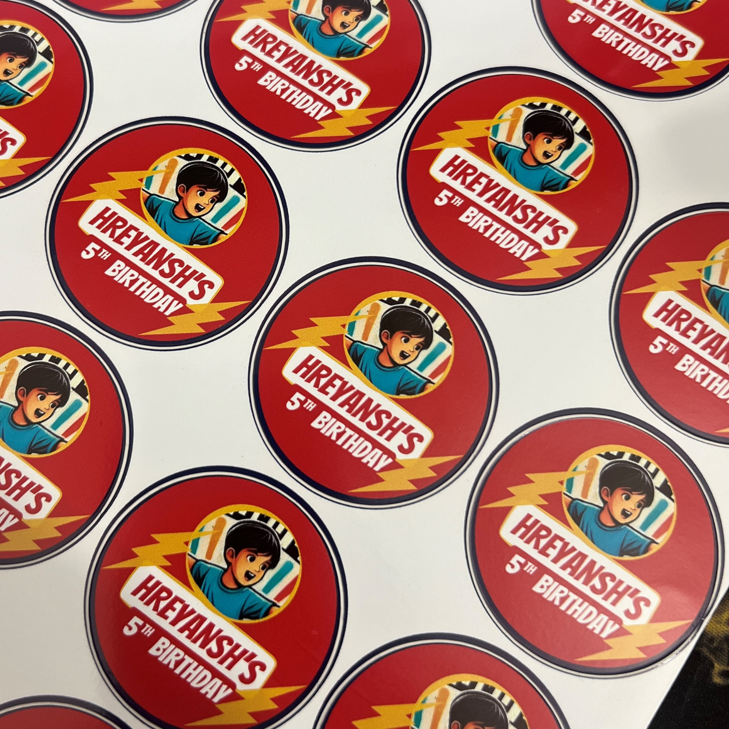 Custom Printed Round Stickers - Waterproof Glossy Logo Labels (45mm)
