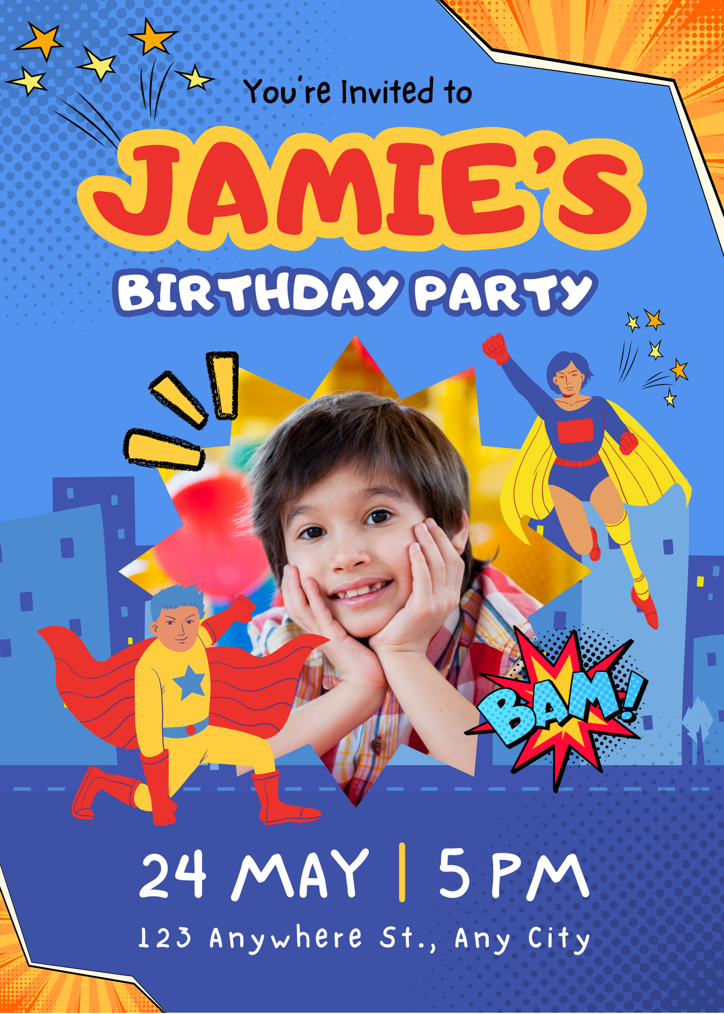 Superhero Birthday Party Invite